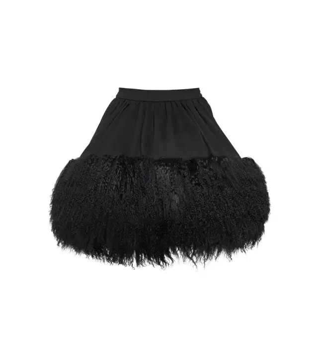 David Koma Jersey and shearling miniskirt