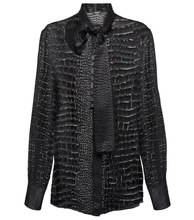 Versace Tie-neck devoré shirt