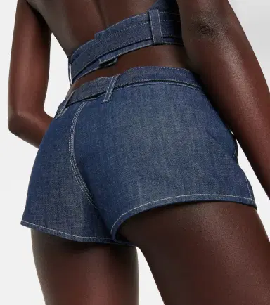Miu Miu Low-rise slim denim shorts | Thumbnail 5