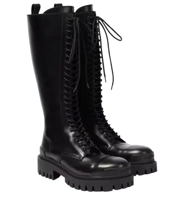 Strike leather lace-up boots