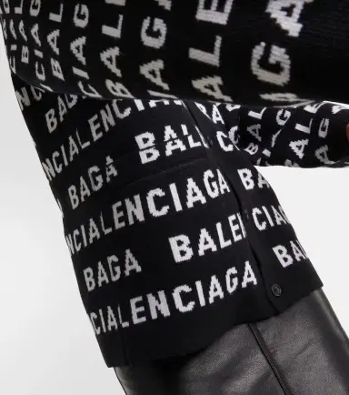 Balenciaga Logo jacquard wool-blend cardigan | Thumbnail 3