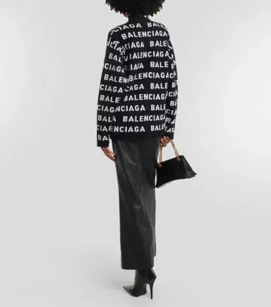Balenciaga Logo jacquard wool-blend cardigan | Thumbnail 4