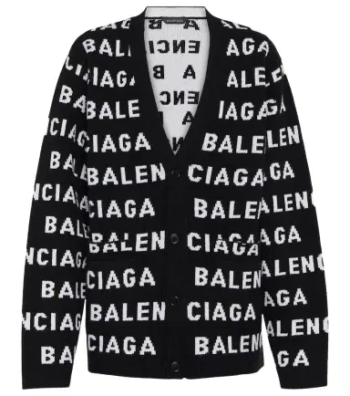 Balenciaga Logo jacquard wool-blend cardigan | Thumbnail 1
