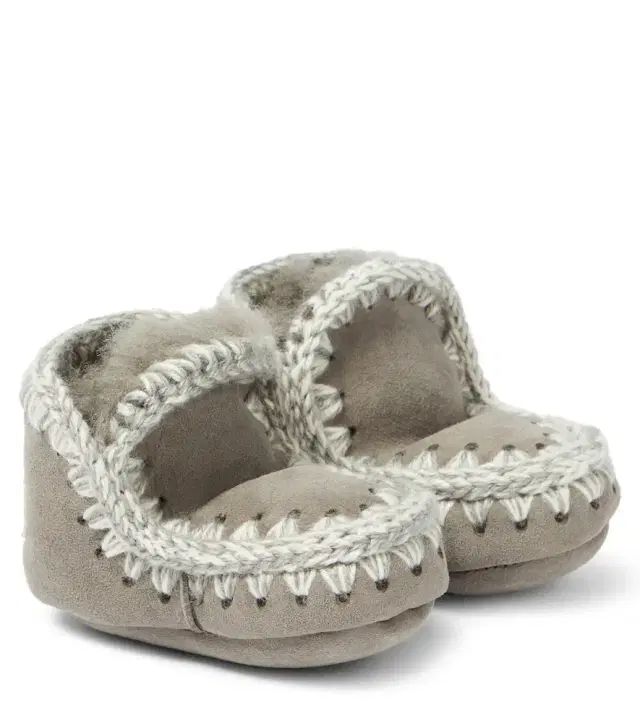 Mou Kids Baby shearling-lined suede booties