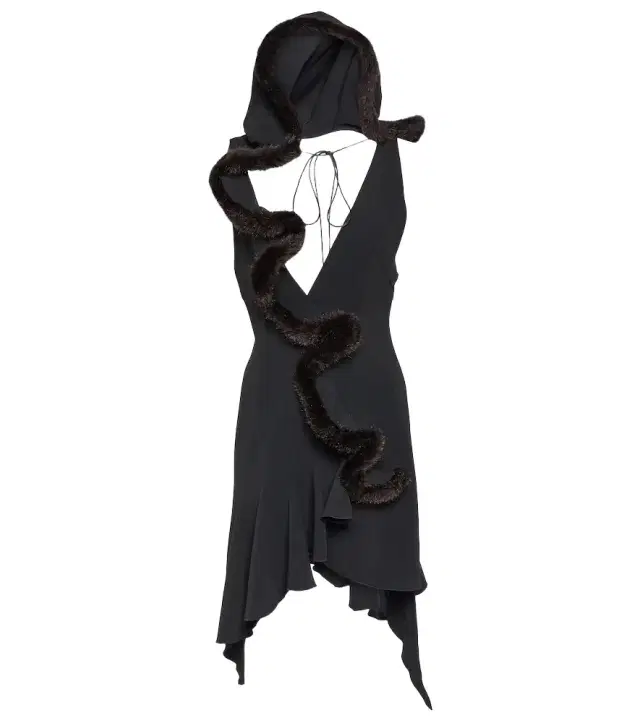 Coperni Faux fur-trimmed jersey minidress