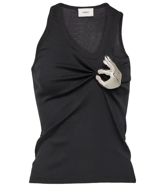 Emoji embellished cotton tank top