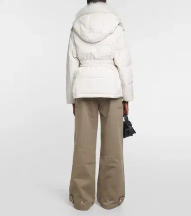 Yves Salomon Belted shearling-trimmed down jacket | Thumbnail 2 Yves Salomon Belted shearling-trimmed down jacket | Thumbnail 2
