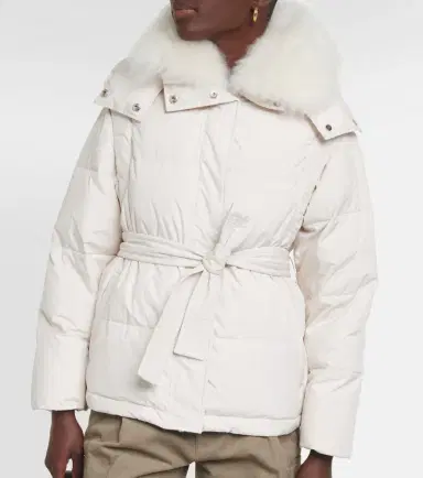 Yves Salomon Belted shearling-trimmed down jacket | Thumbnail 6 Yves Salomon Belted shearling-trimmed down jacket | Thumbnail 6