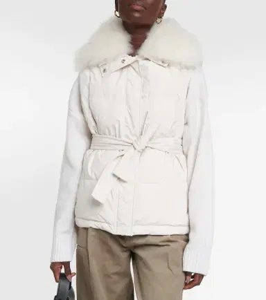 Yves Salomon Belted shearling-trimmed down jacket | Thumbnail 7 Yves Salomon Belted shearling-trimmed down jacket | Thumbnail 7