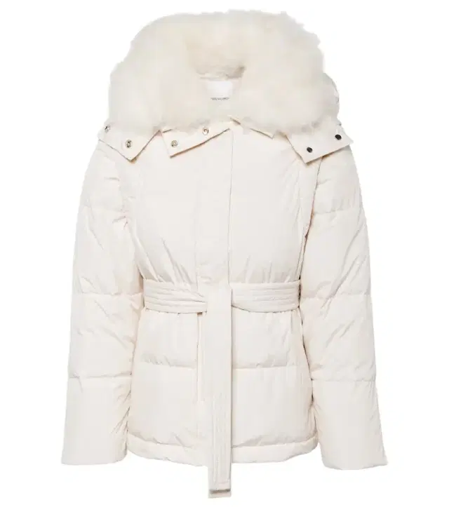 Yves Salomon Belted shearling-trimmed down jacket