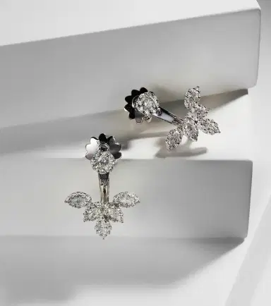YEPREM Moonflower 18kt white gold earrings with diamonds | Thumbnail 5