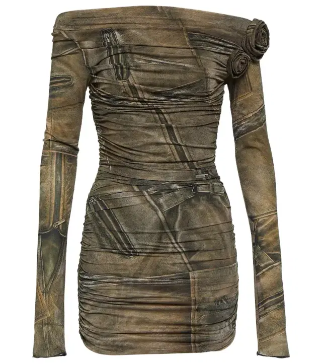 BLUMARINE Printed off-shoulder minidress