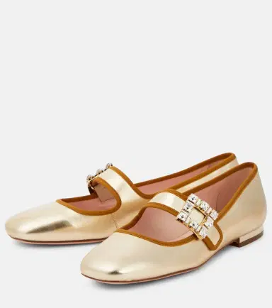 Roger Vivier Très Vivier metallic leather ballet flats | Thumbnail 3