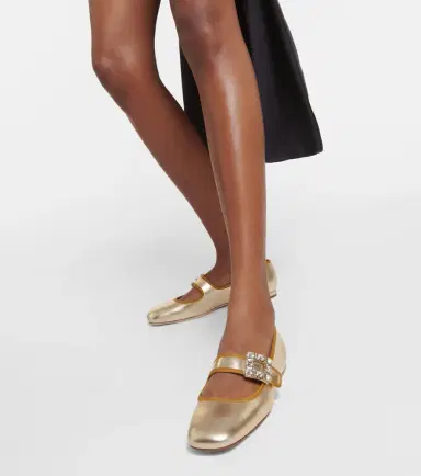 Roger Vivier Très Vivier metallic leather ballet flats | Thumbnail 6