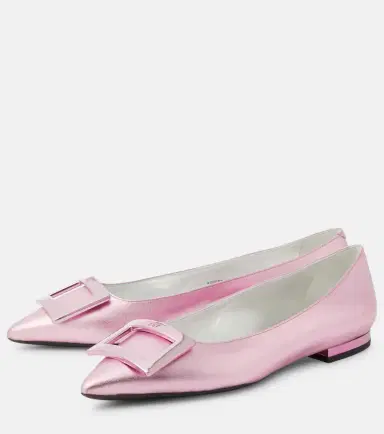 Roger Vivier Gommettine metallic leather ballet flats | Thumbnail 3