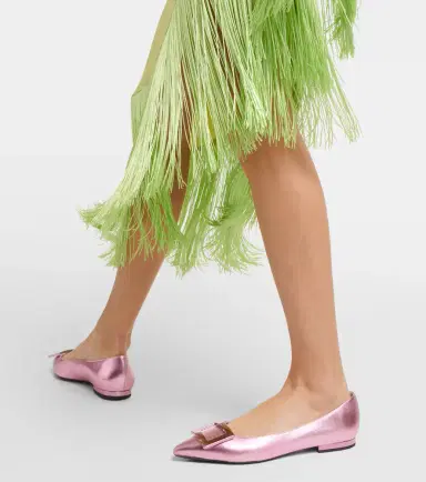 Roger Vivier Gommettine metallic leather ballet flats | Thumbnail 6