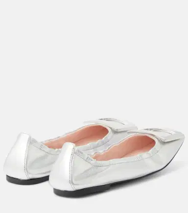 Roger Vivier Viv' Pockette metallic leather ballet flats | Thumbnail 4