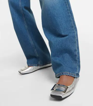 Roger Vivier Viv' Pockette metallic leather ballet flats | Thumbnail 6