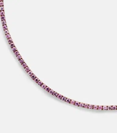 Roxanne First 14kt rose gold tennis necklace with sapphires | Thumbnail 2