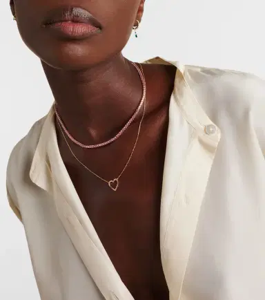 Roxanne First 14kt rose gold tennis necklace with sapphires | Thumbnail 3