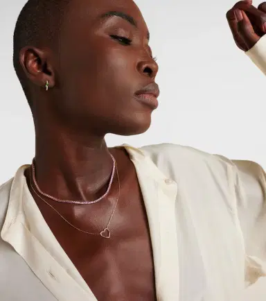 Roxanne First 14kt rose gold tennis necklace with sapphires | Thumbnail 4