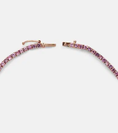 Roxanne First 14kt rose gold tennis necklace with sapphires | Thumbnail 6