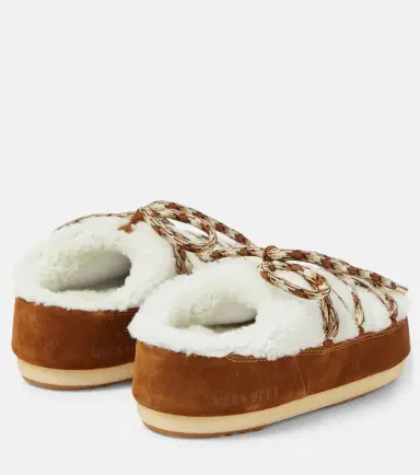 Moon Boot Suede-trimmed shearling mules | Thumbnail 3