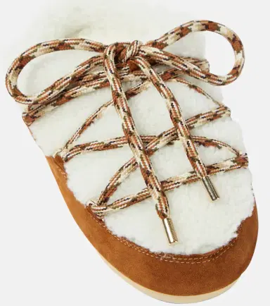 Moon Boot Suede-trimmed shearling mules | Thumbnail 4