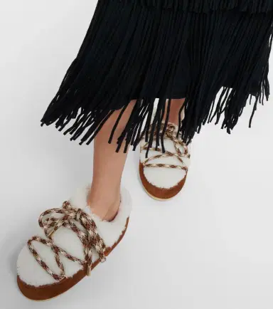 Moon Boot Suede-trimmed shearling mules | Thumbnail 5