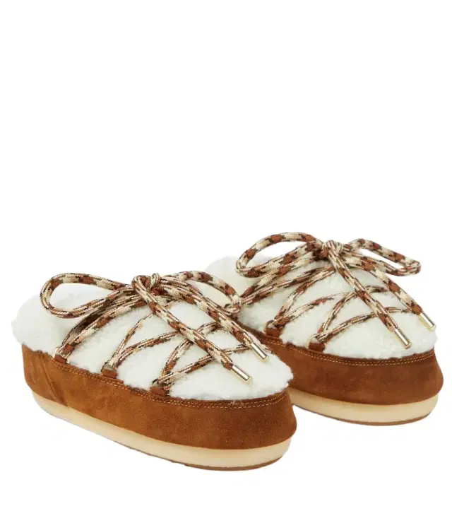 Moon Boot Suede-trimmed shearling mules