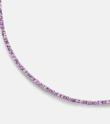 Roxanne First 14kt white gold tennis necklace with sapphires | Thumbnail 3