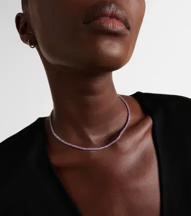 Roxanne First 14kt white gold tennis necklace with sapphires | Thumbnail 5