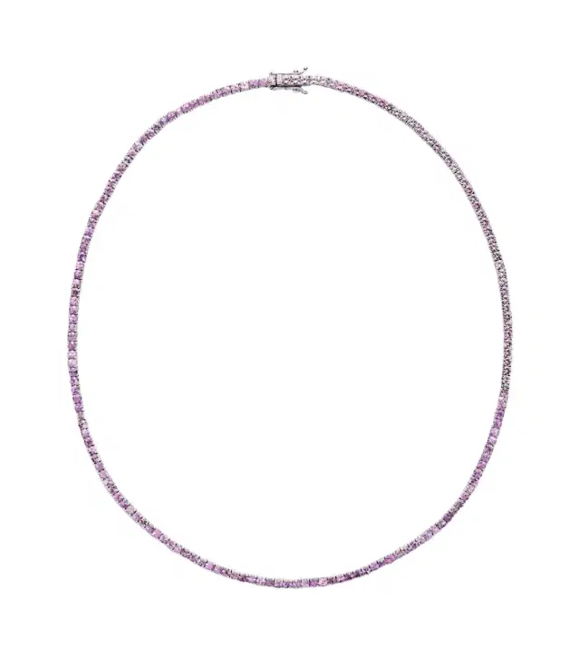 14kt white gold tennis necklace with sapphires