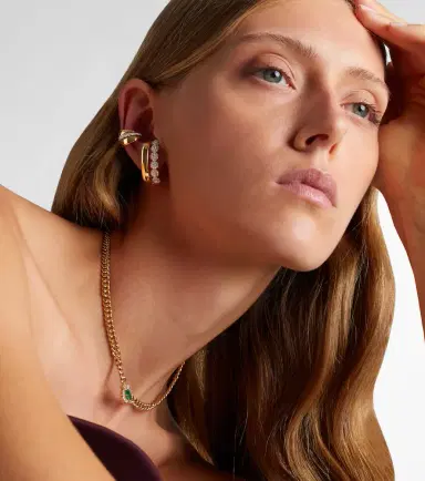 YEPREM Golden Strada 18kt gold and 18kt white gold clip-on earrings with diamonds | Thumbnail 3 YEPREM Golden Strada 18kt gold and 18kt white gold clip-on earrings with diamonds | Thumbnail 3