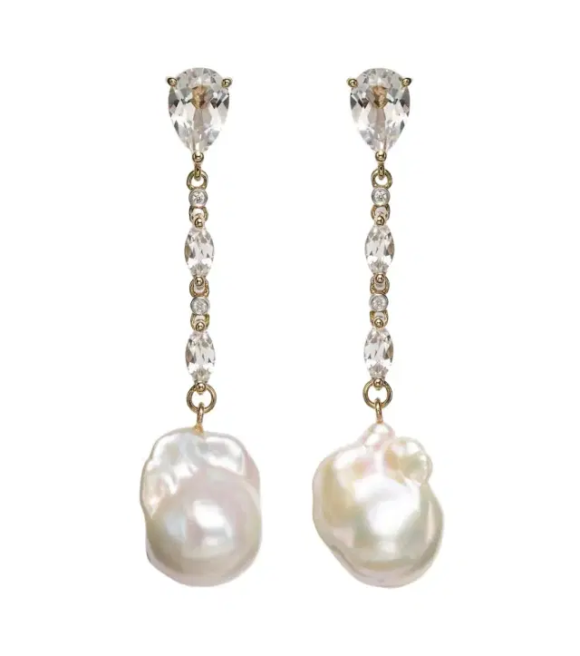 Mateo 14kt gold earrings with pearls, diamonds, and topaz