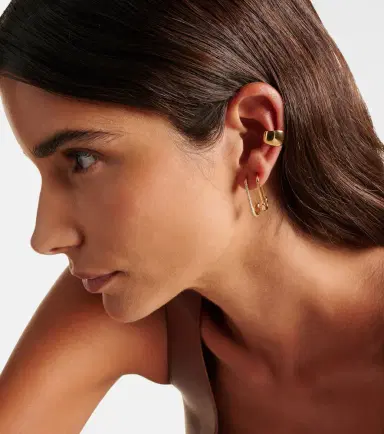 Anita Ko Safety Pin 18kt gold single earring with diamonds | Thumbnail 4