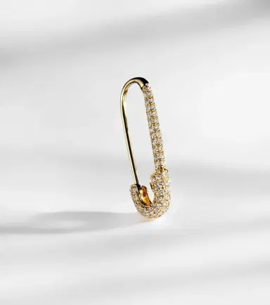 Anita Ko Safety Pin 18kt gold single earring with diamonds | Thumbnail 5