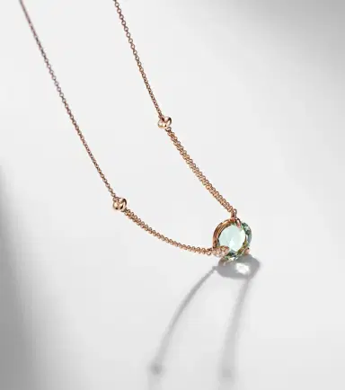 Bucherer Fine Jewellery 18kt rose gold necklace with prasiolite and diamonds | Thumbnail 4