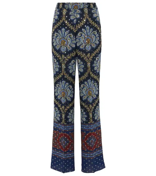 Etro Paisley silk-blend wide-leg pants