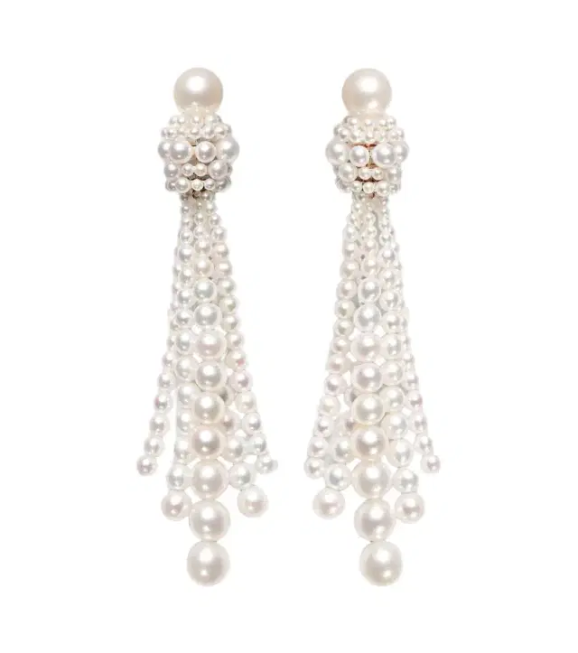 Sophie Bille Brahe Colonna Grande 18kt gold drop earrings with freshwater pearls