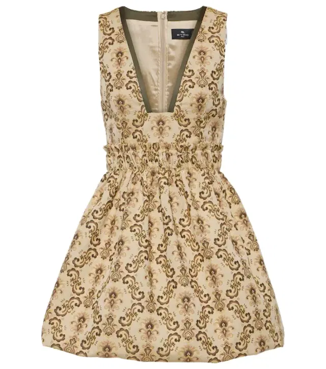 Etro Plunge-neck jacquard minidress