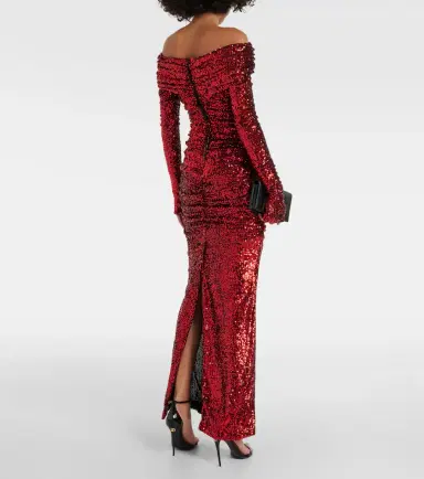 Dolce & Gabbana Sequined off-shoulder ruched gown | Thumbnail 2