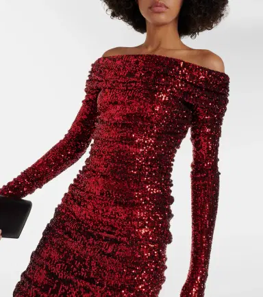 Dolce & Gabbana Sequined off-shoulder ruched gown | Thumbnail 3
