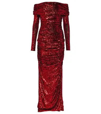 Dolce & Gabbana Sequined off-shoulder ruched gown | Thumbnail 1