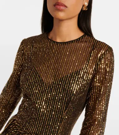 Dolce & Gabbana Sequined tulle midi dress | Thumbnail 4