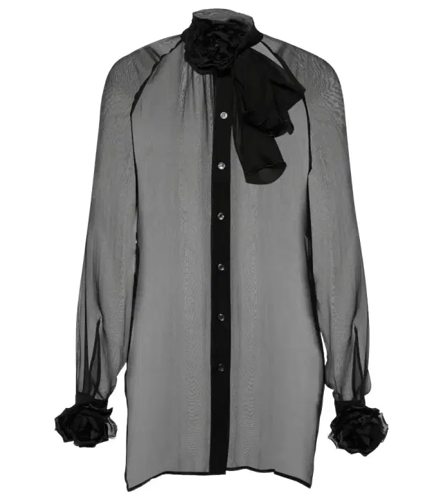 Dolce & Gabbana Floral-appliqué silk chiffon blouse