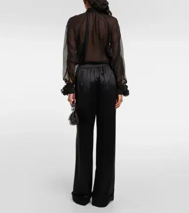 Dolce & Gabbana High-rise silk-blend wide-leg pants | Thumbnail 2