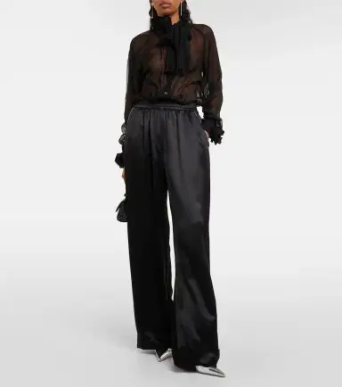 Dolce & Gabbana High-rise silk-blend wide-leg pants | Thumbnail 3