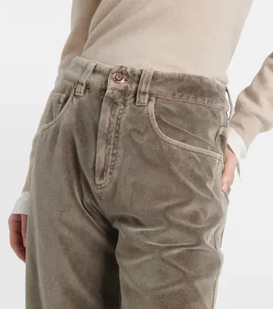 Brunello Cucinelli Mid-rise cotton velvet straight pants | Thumbnail 2