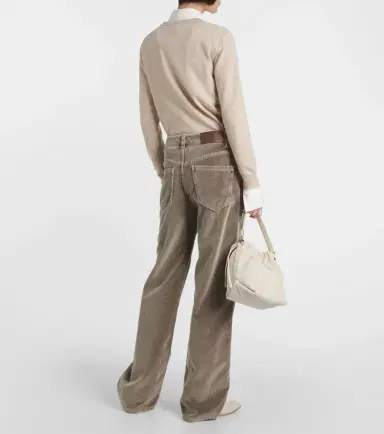 Brunello Cucinelli Mid-rise cotton velvet straight pants | Thumbnail 3